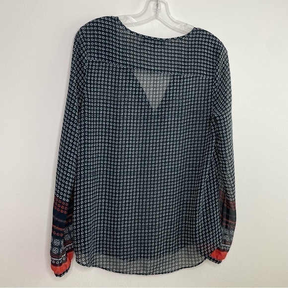 SANCTUARY Boho Print Patterned Semi-Sheer Long Sleeve Blouse Women's Small - Picture 14 of 15